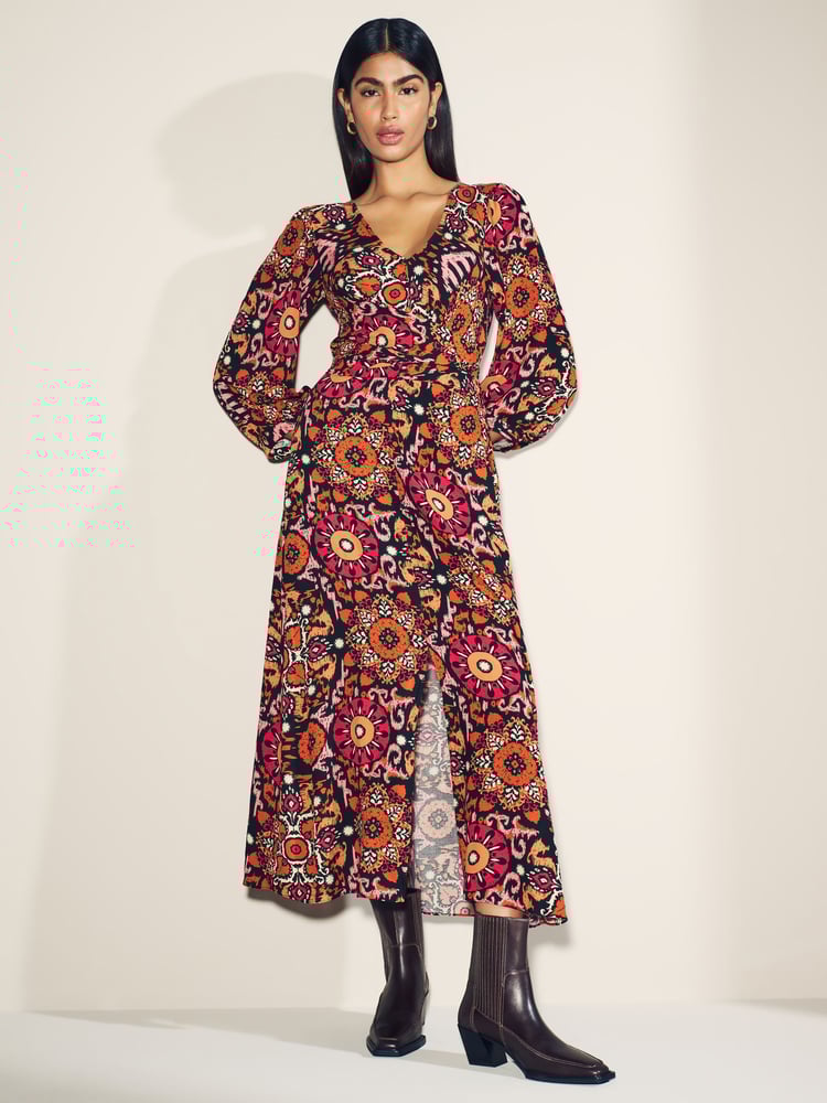Myleene Klass Printed Midi Wrap Dress - Image 1 of 5