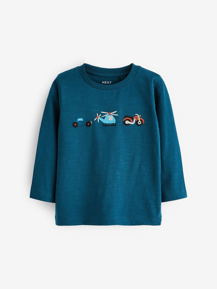 Multicolour Small 100% Cotton Transport Long Sleeve T-Shirts 5 Pack (3mths-7yrs) - Image 2 of 8