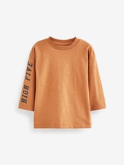 Multi 100% Cotton Slogan Long Sleeve T-Shirts 5 Pack (3mths-7yrs) - Image 3 of 7