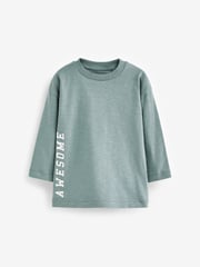 Multi 100% Cotton Slogan Long Sleeve T-Shirts 5 Pack (3mths-7yrs) - Image 5 of 7
