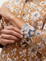 Brown Floral Regular Fit Printed Trimmed Shirt - Image 6 of 7
