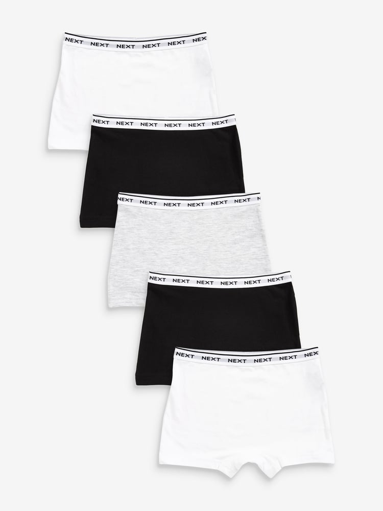 Black/Grey/White Sparkle Short Briefs 5 Pack (2-16yrs) - Image 1 of 4