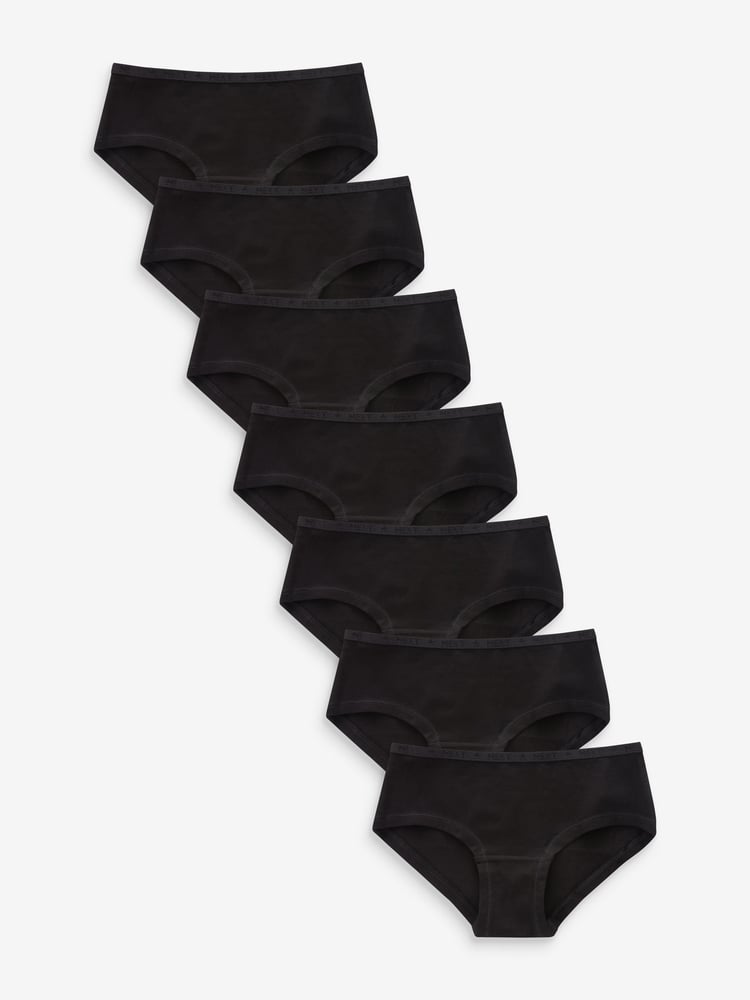 Black Elastic Hipster Briefs 7 Pack (2-16yrs) - Image 1 of 3