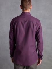 Purple Herringbone Regular Fit Single Cuff Signature Textured Trimmed Formal Shirt - Image 3 of 8