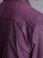 Purple Herringbone Regular Fit Single Cuff Signature Textured Trimmed Formal Shirt - Image 5 of 8