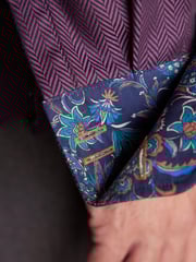 Purple Herringbone Regular Fit Single Cuff Signature Textured Trimmed Formal Shirt - Image 6 of 8