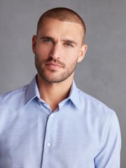Light Blue Slim Fit Single Cuff Signature Trimmed Shirt - Image 1 of 7