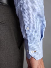 Light Blue Slim Fit Single Cuff Signature Trimmed Shirt - Image 5 of 7