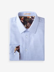 Light Blue Slim Fit Single Cuff Signature Trimmed Shirt - Image 6 of 7