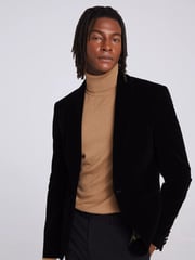 MOSS Black Tailored Fit Velvet 100% Cotton Jacket - Image 1 of 6