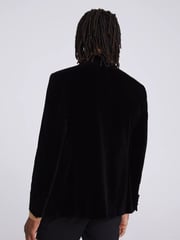 MOSS Black Tailored Fit Velvet 100% Cotton Jacket - Image 3 of 6
