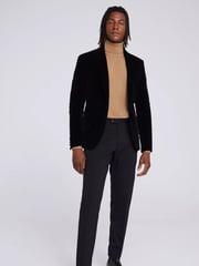 MOSS Black Tailored Fit Velvet 100% Cotton Jacket - Image 4 of 6