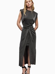 AllSaints Silver Sami Metallic Skirt - Image 3 of 6