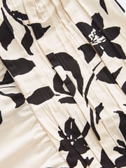 Black/White Floral Print Puff Sleeve  Mini Smock Dress - Image 6 of 6