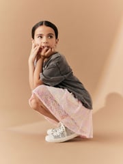 Pink Multi Floral Sequin Skirt (3-16yrs) - Image 3 of 5