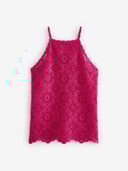 Bright Pink Cotton Crochet Flower Halter-Neck Vest - Image 5 of 6