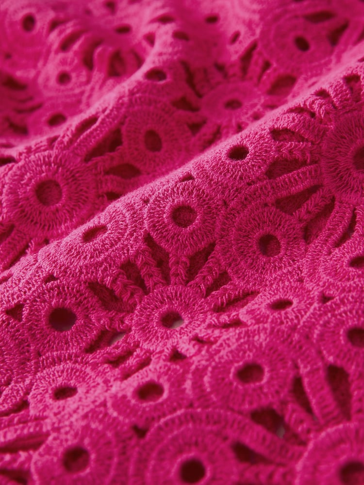 Bright Pink Cotton Crochet Flower Halter-Neck Vest - Image 6 of 6