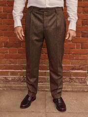 Taupe Slim Fit Signature Moons British Fabric Textured Suit Trousers - Image 1 of 9
