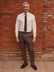 Taupe Slim Fit Signature Moons British Fabric Textured Suit Trousers - Image 2 of 9