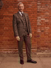 Taupe Slim Fit Signature Moons British Fabric Textured Suit Trousers - Image 4 of 9