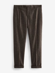 Taupe Slim Fit Signature Moons British Fabric Textured Suit Trousers - Image 5 of 9