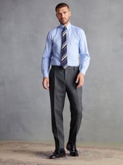 Charcoal Grey Slim Fit Signature Moons British Fabric Textured Suit Trousers - Image 2 of 9