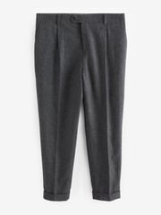 Charcoal Grey Slim Fit Signature Moons British Fabric Textured Suit Trousers - Image 5 of 9
