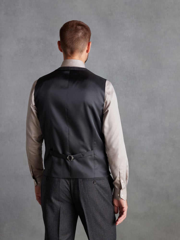 Charcoal Grey Regular Fit Signature TG Di Fabio Italian Fabric Check Waistcoat - Image 2 of 11
