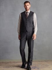 Charcoal Grey Regular Fit Signature TG Di Fabio Italian Fabric Check Waistcoat - Image 4 of 11