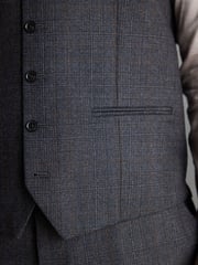 Charcoal Grey Regular Fit Signature TG Di Fabio Italian Fabric Check Waistcoat - Image 5 of 11