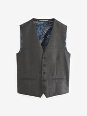 Charcoal Grey Regular Fit Signature TG Di Fabio Italian Fabric Check Waistcoat - Image 7 of 11