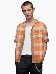 AllSaints Orange Suburus Short Sleeve Shirt - Image 1 of 6