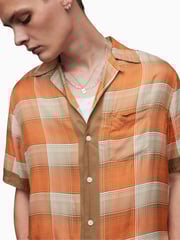 AllSaints Orange Suburus Short Sleeve Shirt - Image 5 of 6
