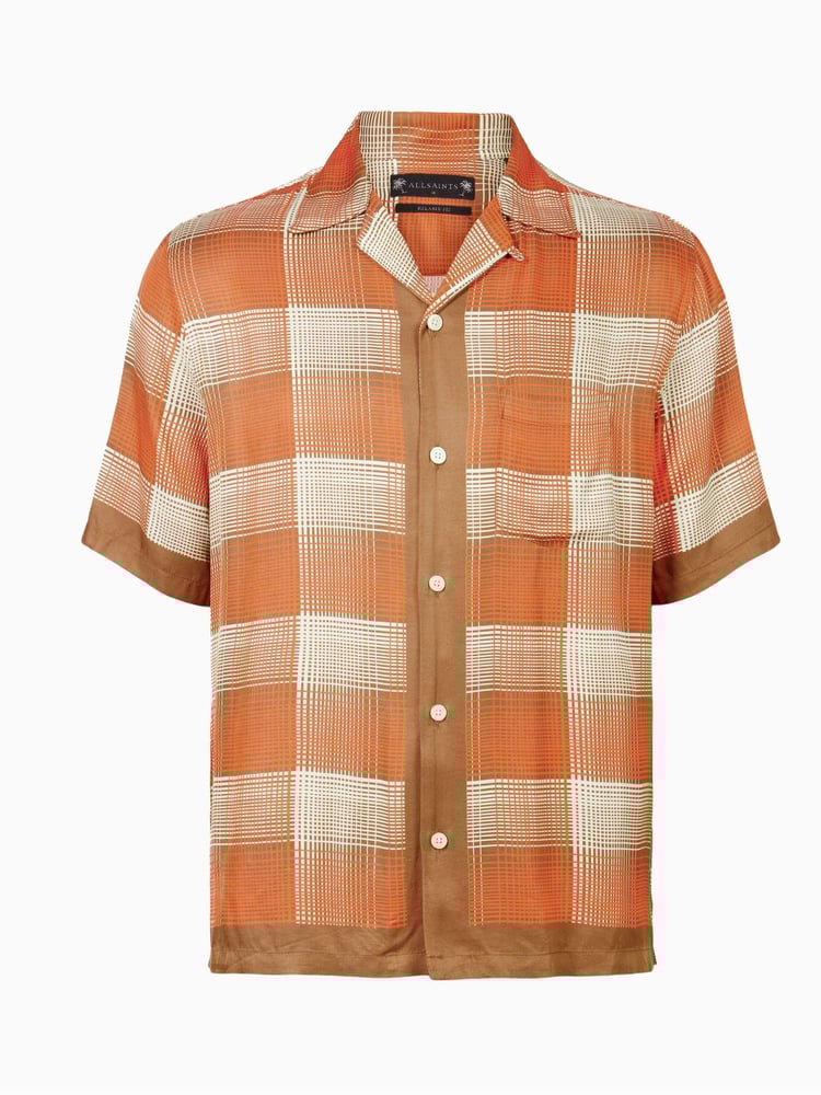 AllSaints Orange Suburus Short Sleeve Shirt - Image 6 of 6 AllSaints Orange Suburus Short Sleeve Shirt - Image 6 of 6