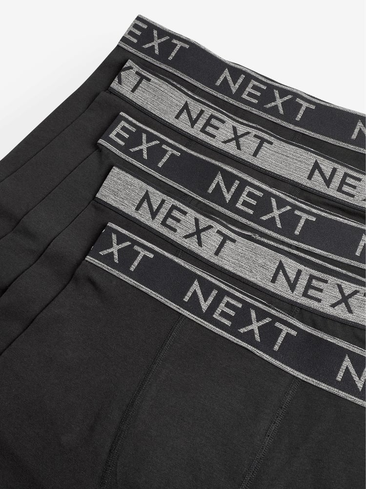 Black/Grey Waistband Trunks 5 Pack (2-16yrs) - Image 2 of 2