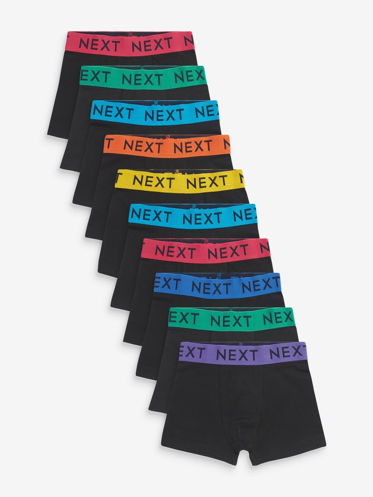 Black Bright Waistband Trunks 10 Pack (1.5-16yrs) - Image 1 of 12
