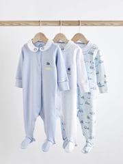 White Baby Sleepsuits 3 Pack (0-2yrs) - Image 1 of 15