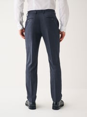 Navy Blue Check Suit Trousers - Image 2 of 10
