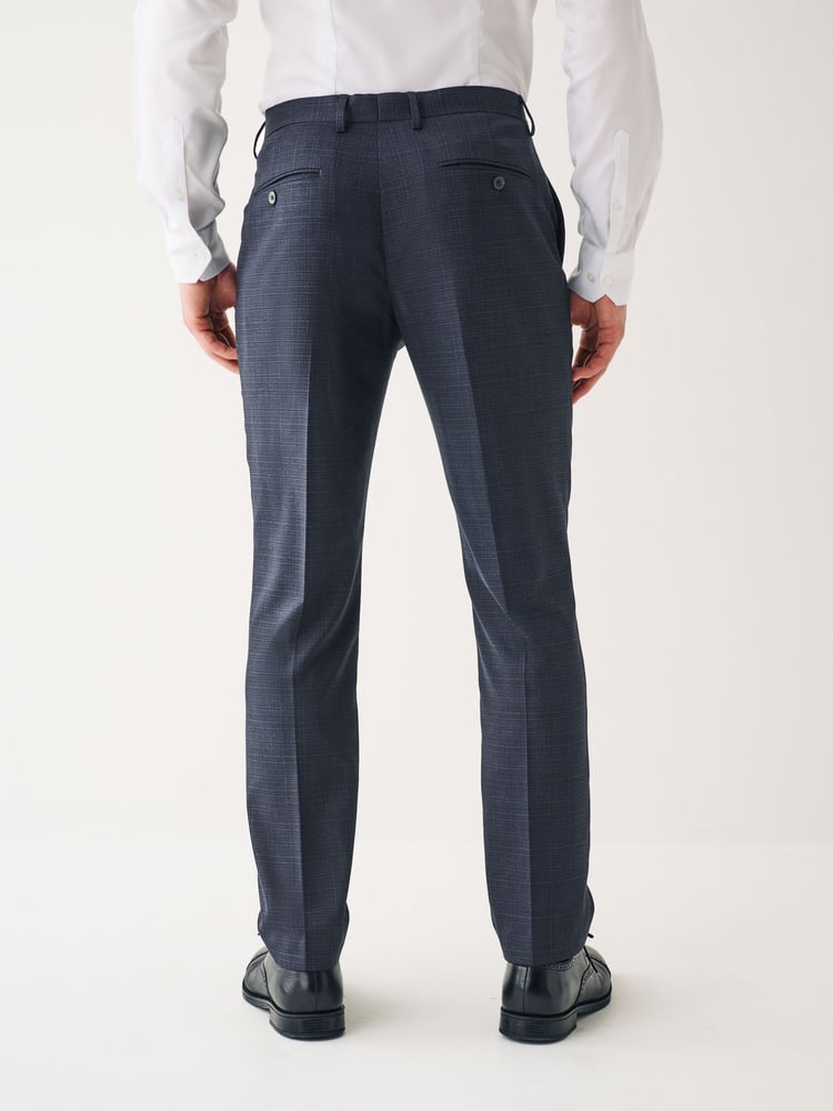 Navy Blue Check Suit Trousers - Image 2 of 10 Navy Blue Check Suit Trousers - Image 2 of 10
