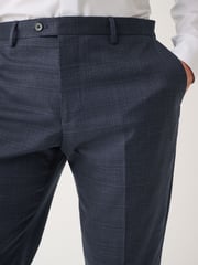Navy Blue Check Suit Trousers - Image 6 of 10