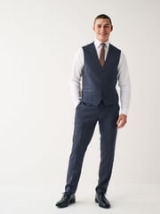 Navy Blue Check Suit Waistcoat - Image 2 of 12