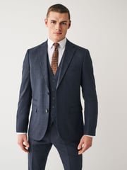 Navy Blue Check Suit Waistcoat - Image 4 of 12