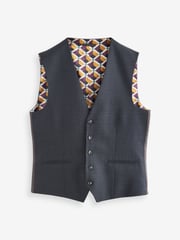 Navy Blue Check Suit Waistcoat - Image 6 of 12