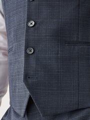 Navy Blue Check Suit Waistcoat - Image 9 of 12