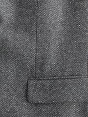 Grey Slim Fit Nova Fides Italian Fabric Herringbone Textured Wool Blend Suit Jacket - Image 11 of 11