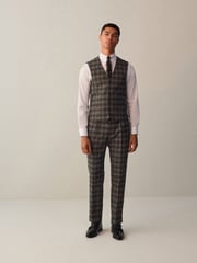 Grey Slim Fit Trimmed Check Suit: Waistcoat - Image 2 of 9