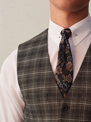 Grey Slim Fit Trimmed Check Suit: Waistcoat - Image 3 of 9