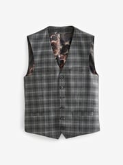 Grey Slim Fit Trimmed Check Suit: Waistcoat - Image 6 of 9