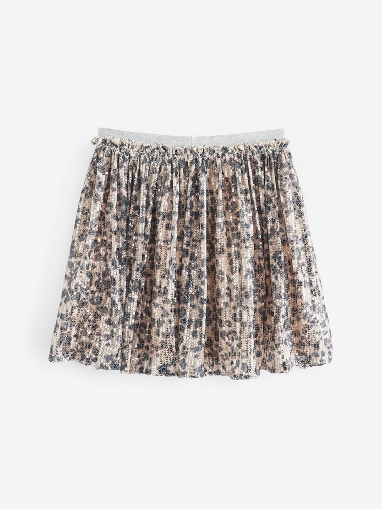 Neutral Pink/Black Animal Print Sequin Skirt (3-16yrs) - Image 6 of 6 Neutral Pink/Black Animal Print Sequin Skirt (3-16yrs) - Image 6 of 6