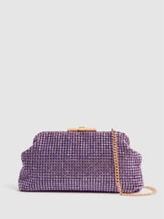 Reiss Mid Purple Adaline Embellished Clutch Bag - Image 4 of 6